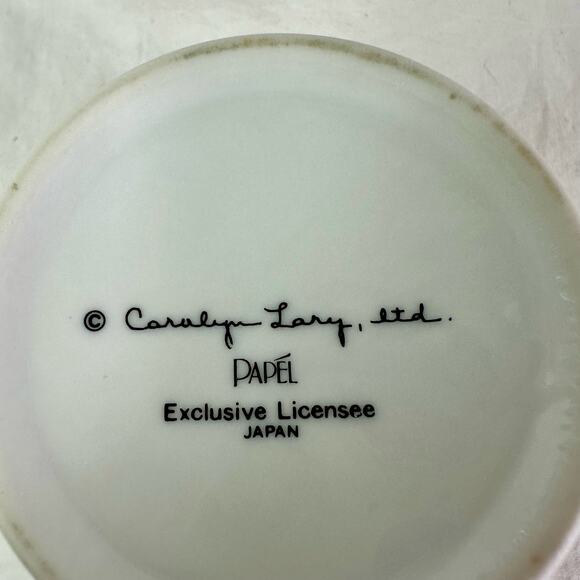 3/$20 Carolyn Lary Papel Made in Japan Blue Cat White 8 Oz Ceramic Coffee Mug - Picture 7 of 7